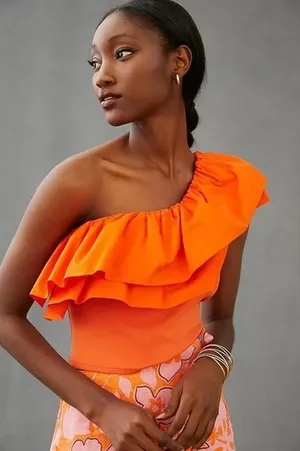 Anthropologie One-Shoulder Ruffle Top thumbnail 1