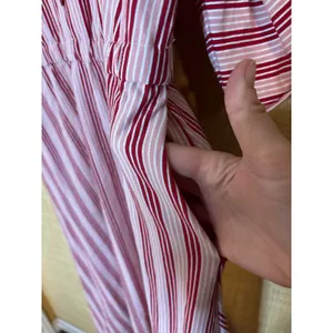 Matilda Jane Women Red Pink Striped Midi Dress NWT Size L Ruched‎ Sleeve Pockets thumbnail 6