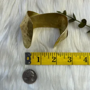 Vintage Brass twist hammered wide cuff bracelet thumbnail 4