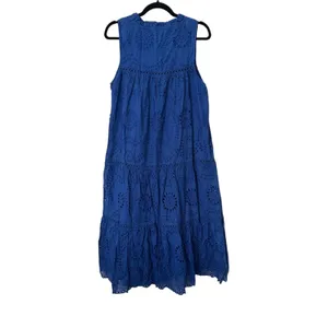 APRICOT Tassel Broderie Midi Dress Blue Sz‎ 8 thumbnail 4