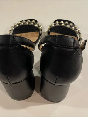 Comfort Sandals Black Faux Leather Pearl Embellished Block Heel Women’s 9W thumbnail 10