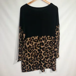New‎ Amaryllis Brown ColorBlock Leopard Tunic w/ Pockets Medium Casual Flowy thumbnail 7