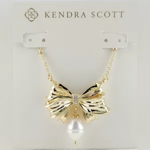 Kendra Scott x LoveShackFancy Pearl Bow Necklace and Matching Earrings thumbnail 2