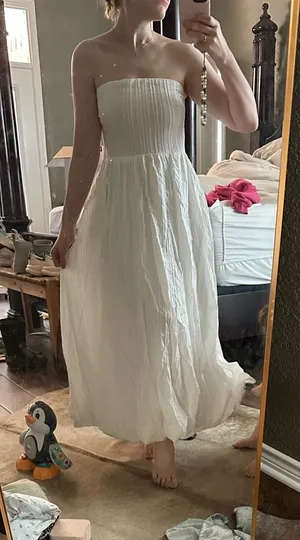 ASTR the Label Medi length strapless white sun dress thumbnail 1