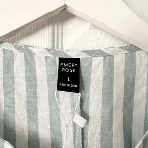 Emery Rose NWT Green White Nautical Striped Notched Collar Boxy Sundress Large thumbnail 7