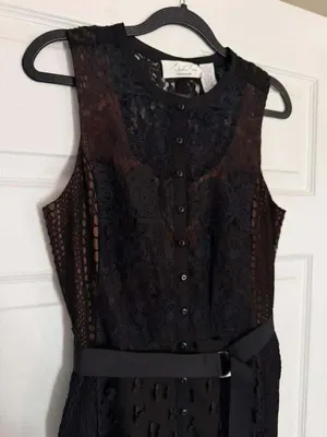 Byron Lars Anthropologie Gisella Lace Floral Appliquè Sheath Dress Sz 4 thumbnail 8