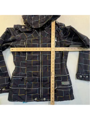 Burton Women’s Small - Y2K Snowboard Jacket Multicolor Plaid Grid Hooded thumbnail 8