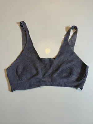 Free‎ People Show Off Set Pewter Gray Knit Bralette Wide Leg Pants Size M thumbnail 7