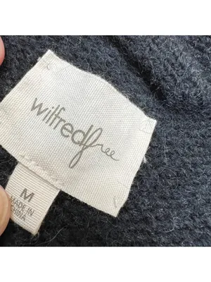 Wilfred Ribbed Black Wool-Blend Button-Up Cardigan Sweater Size Medium Classic thumbnail 7