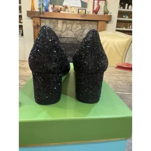 Kate‎ Spade Dolores Black Glitter Shoes Pumps Block Heel Size 7.5 Made in Italy thumbnail 5