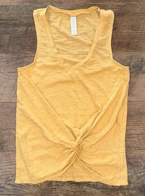 Altar’d State Women's Knot Front Yellow Sleeveless Top thumbnail 1