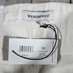WeWoreWhat Seamed Short High Rise Twill‎ Denim White Button Fly WWDB99-1 Size 26 thumbnail 4