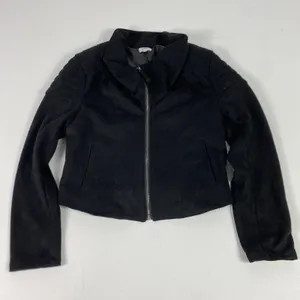 BKE Jacket Womens Small Black Faux Suede‎ Moto Quilted Shoulder Zip Biker thumbnail 9