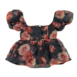 Thirty/Thirty L.A. Floral‎ Puff Sleeve Baby Doll Top Women's Small Cottagecore thumbnail 4