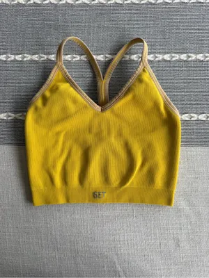 Set Active Ribbed V Bra Tank Top Yellow Size Small thumbnail 2