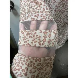 Riley & James Womens XL Leopard Print V-Neck Blouse Mesh Stripe 3/4‎ Sleeve Tan thumbnail 4