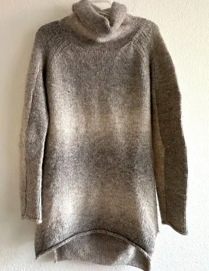 Wilfred Aritzia Alpaca blend Cowl Neck Oversized Ombre Beige Grey Sweater Small thumbnail 1