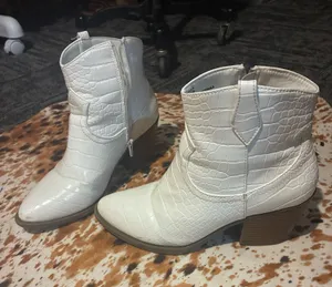 White Snakeskin Booties Size 8 thumbnail 1