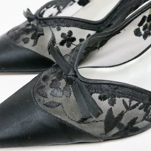 Vintage Y2K Karen Scott Black Floral Mesh Pumps thumbnail 6