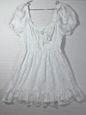 Altard State Womens Elira Puff Sleeve Mini Dress Size M White thumbnail 1