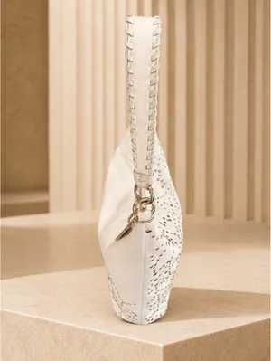 Coach Studded Leather Hobo Bag White Medium Shoulder Purse thumbnail 4