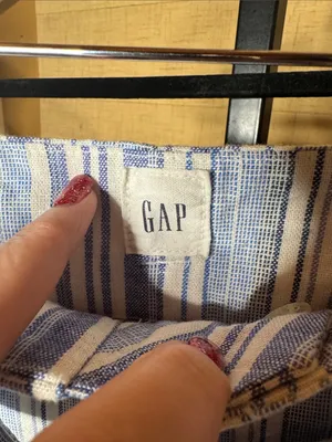 NWT GAP Linen Blend Blue White Stripe Wide Leg Tie Waist Pants Size 6 thumbnail 4