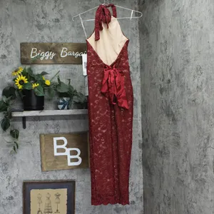 NWT Emerald Sundae Glitter Lace Bodycon Halter Dress JYP3473 Medium Red XS thumbnail 5