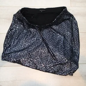 Theory Women's Size Small‎ Hailey W Skirt Black Sequin Asymmetrical Hem Pull On thumbnail 8