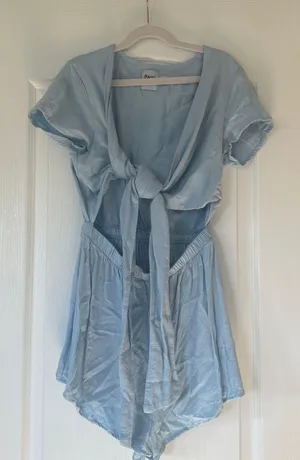 Princess Polly Front Tie Romper Blue thumbnail 2