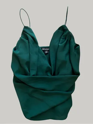 Pretty Little Thing Deep Emerald Satin Cowl Neck Cami thumbnail 2