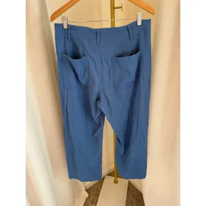 Maeve Crop Pants Womens 31 Petite Blue Regular Fit Flat Front Comfort High Waist thumbnail 2