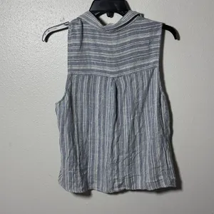 Hollister Women Gray Stripes Sleeveless‎ Button Down Shirt size L. thumbnail 5