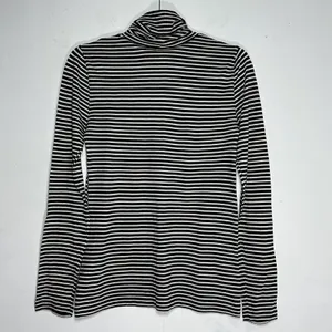 J.Crew Re-Imagined Black‎ White Striped Cotton Turtleneck Top Small Long Sleeve thumbnail 2