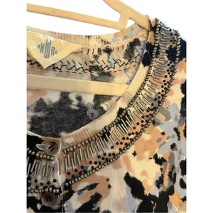 Anthropologie HWR‎ Monogram Beaded Collar Crop Cardigan Sweater Abstract Pattern thumbnail 10