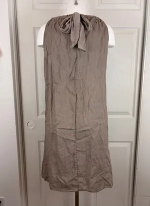 New Mode SRL taupe linen halter neck shift dress *no size* thumbnail 6