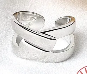 Boutique Layered Cross Ring‎ | White Gold Sterling Silver thumbnail 1