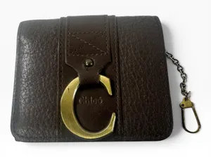 Chloé Wallet Womens One Size Brown Leather Chain C Logo Trifold Wristlet thumbnail 1