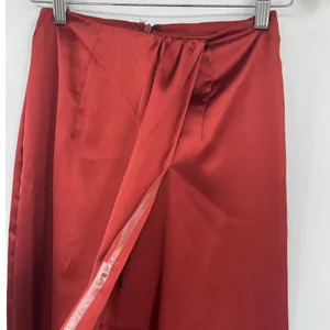 Asos Maxi Wrap Satin Skirt Sz 0 Rust Y2K Minimalist Formal Bias Sleek Modern thumbnail 3