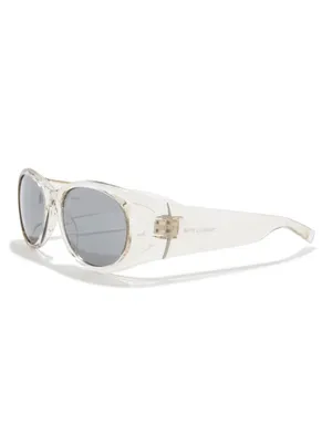 Saint Laurent Transparent/Clear Oval Sunglasses with Silver Lenses thumbnail 2