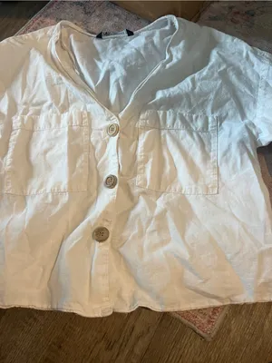 Zara small white top button down thumbnail 7