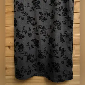 Vintage Talbots Size Large Gray Velvet Floral Overall Dress Whimsigoth Goth thumbnail 5