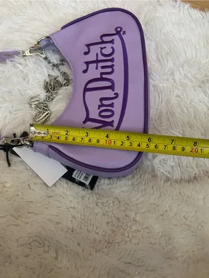 Von Dutch purple shoulder bag with chain charms purse tote handbag Y2K New thumbnail 7