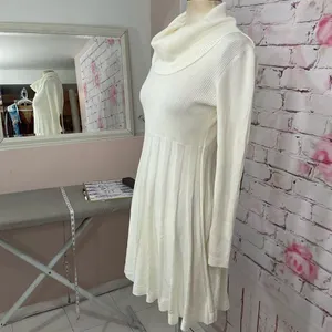 Calvin Klein white cowl neck elbow pad sweater dress thumbnail 4