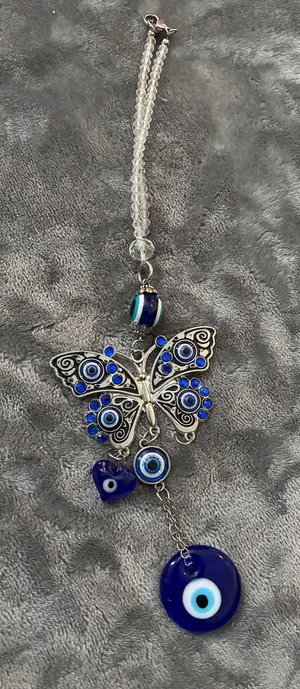 Vintage Antique CRYSTAL & EVIL EYE BUTTERFLY SUN CATCHER / Keychain thumbnail 1