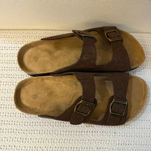 Women’s Flats Sandals–Adjustable Buckle Slip-On Comfort Slides with Cork Footbed thumbnail 10