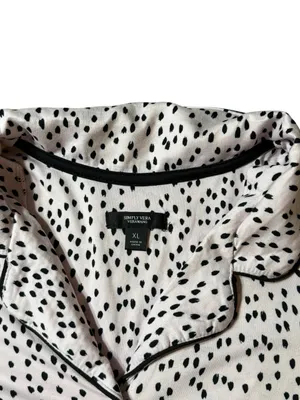 Simply Vera Vera Wang XL Pajama Top Pink Black Polka Dot SS Button Front Lounge thumbnail 2