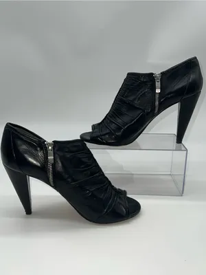 Vince Camuto Ruched Peeptoe Bootie w/Silver Metal Accent Working Zipper-Size 9.5 thumbnail 2