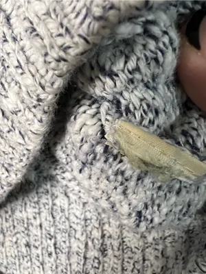 L.L. Bean Ragg Marled Fisherman Sweater Gray White Thick Knit Cabincore Petite thumbnail 5