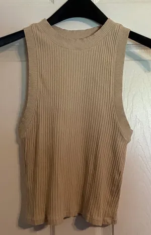 ZARA Beige Tank Ribbed Top thumbnail 1