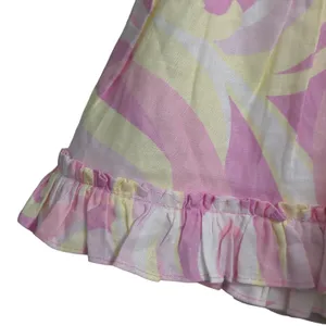 Hill House The Paz Skirt Mini Candy Kaleidoscope Pink Linen Ruffle L New thumbnail 4